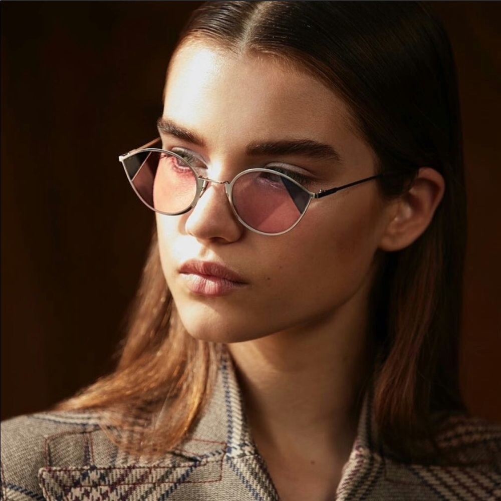 Fendi NWT pink&silver cat eye sunglasses